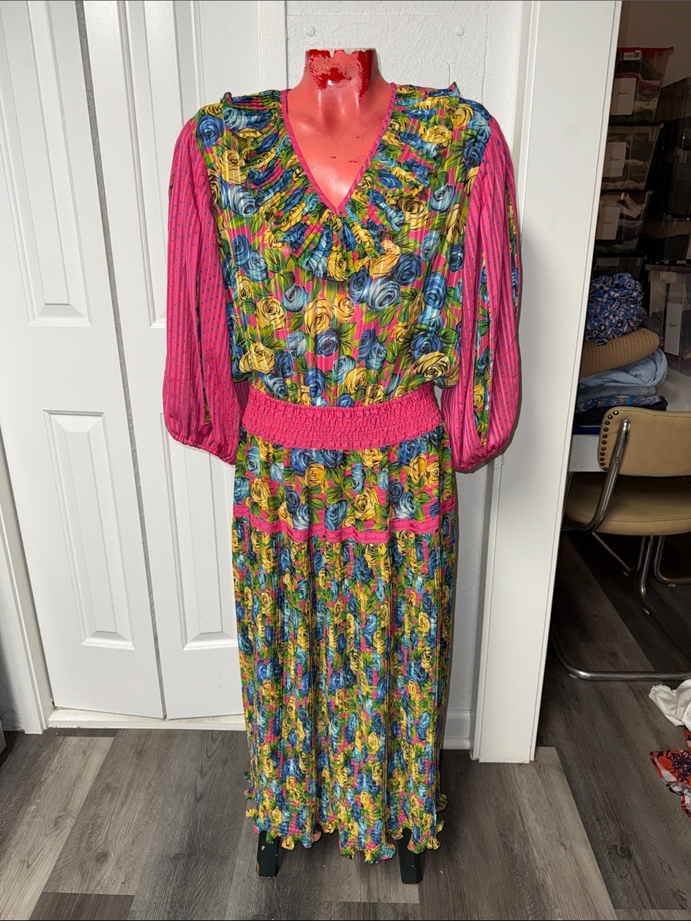 Vintage Diane Freis pleated midi dress